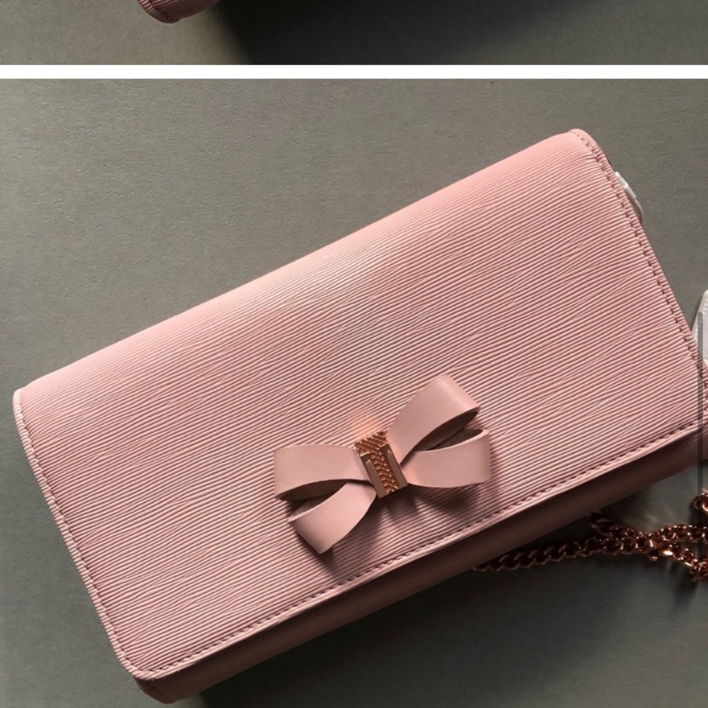 Ted Baker Light Pink Purse Clutch With Rose Gold Chain